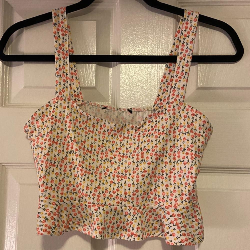 GARAGE peplum floral crop bralette tank